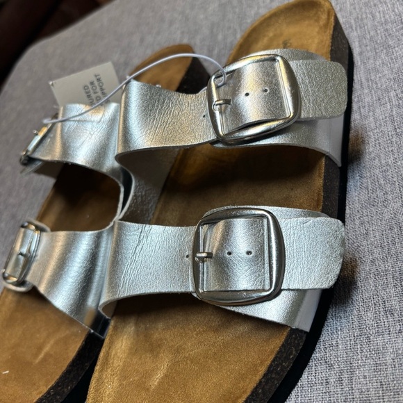 Women's Devin Two Band Footbed Sandals - Universal Thread, Silver - Picture 4 of 6